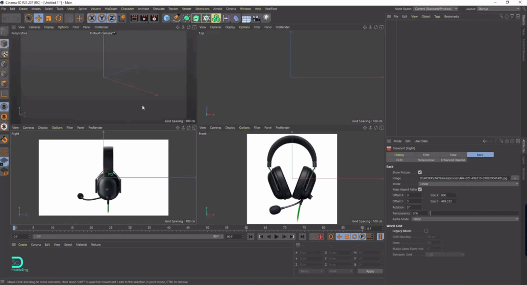 C4D雷蛇黑鲨游戏耳机多边形建模教程(图1)