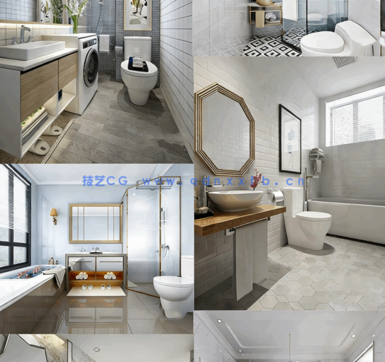 整套模型 147套卫生间模型（3Dmax源文件有材质 有场景 有灯光 ）(图7)