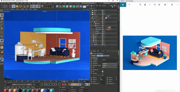 Cinema 4D房间动画动态图形实例制作视频教程(图3)