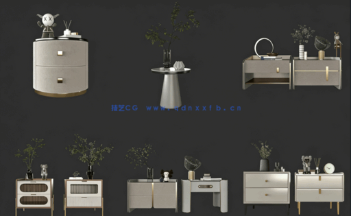 3D单体床头柜模型vol01-现代简约风（35套）(图2)