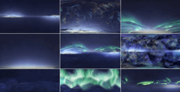 12K分辨率北极光、星星和星尘穹顶的hdri天空素材集合(图3)