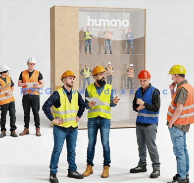 3D模型-工地建筑工人工装安全帽3D模型(图1)