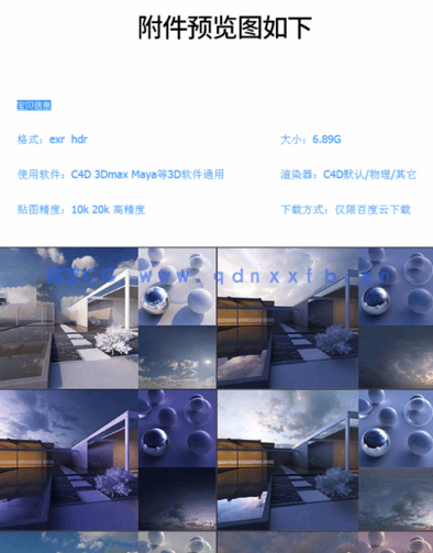 30套HDRI环境贴图动态天空贴图素材C4D 3D通用文件模型(图1)