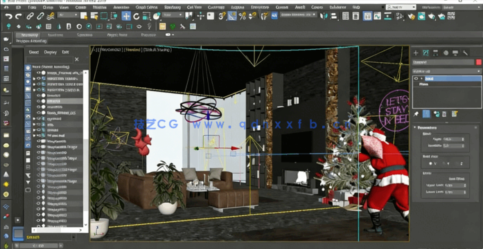 3dsMax创建赛博朋克圣诞老人室内主题设计视频教程(图3)