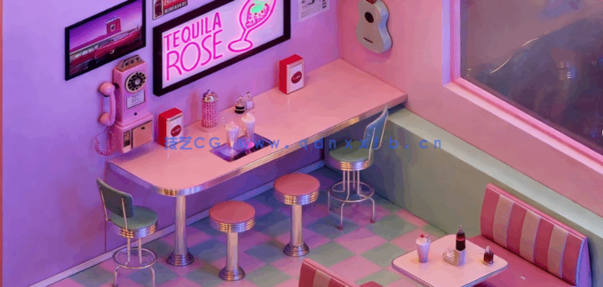 [3dsmax] 【中文字幕】3dsmax与Corona复古小餐厅照明渲染实例制作视频教(图1)