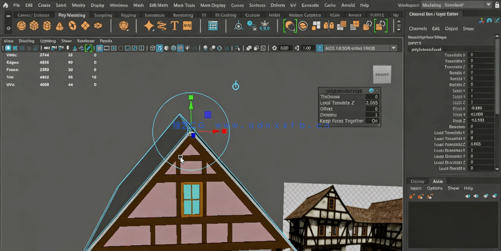 Maya中世纪房屋建筑建模实例训练视频教程(图7)