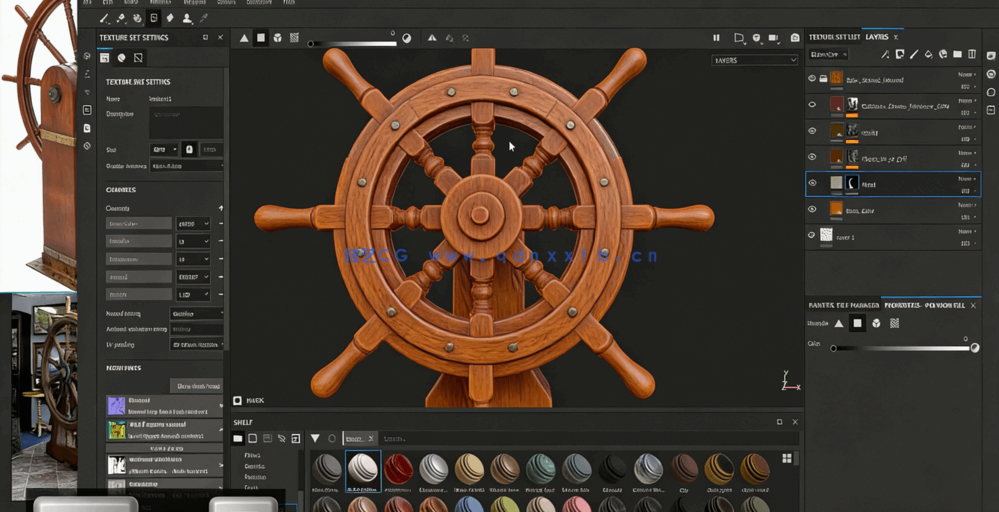 Maya Zbrush与Substance Painter船舵船轮实例制作视频教程(图8)