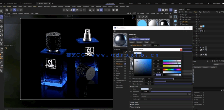 Cinema 4D逼真香水瓶产品完整实例制作视频教程(图3)