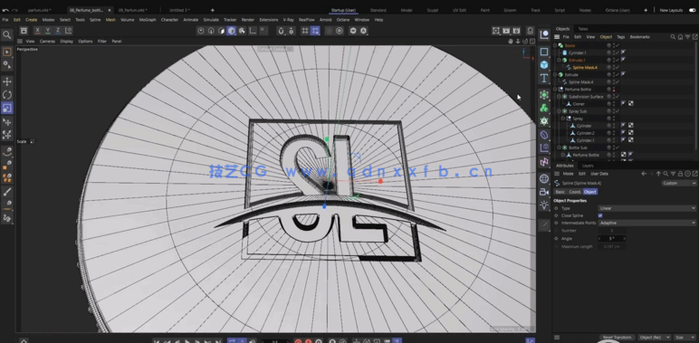 Cinema 4D逼真香水瓶产品完整实例制作视频教程(图5)