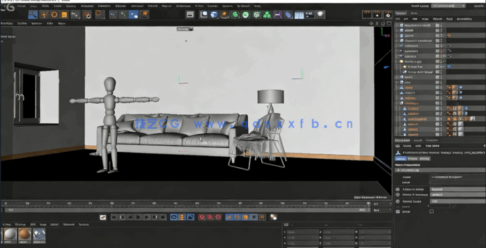 C4D与Vray5逼真3D客厅完整制作视频教程(图4)
