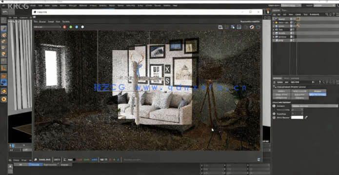 C4D与Vray5逼真3D客厅完整制作视频教程(图6)