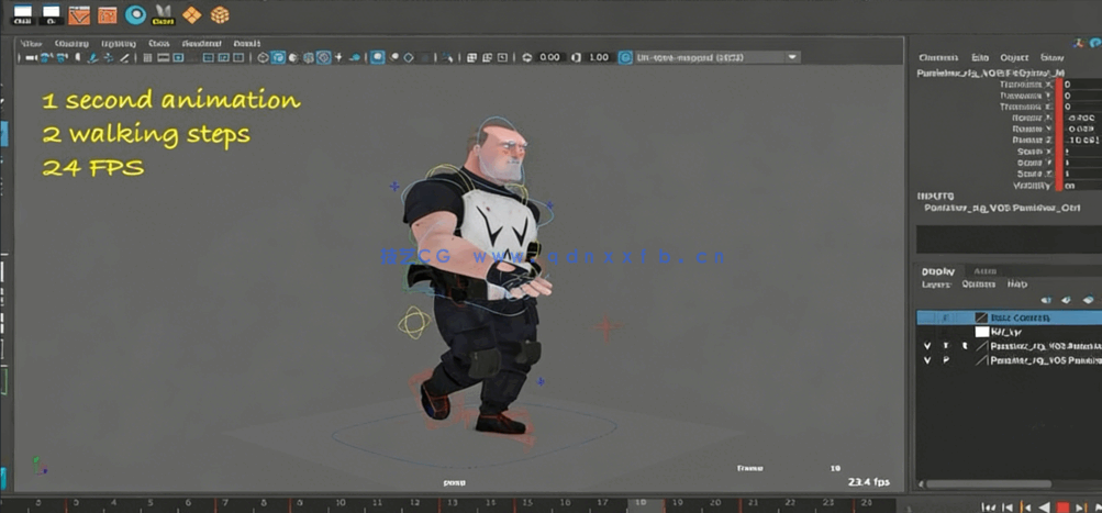 Maya角色周期循环行走动画实例制作视频课程(图1)