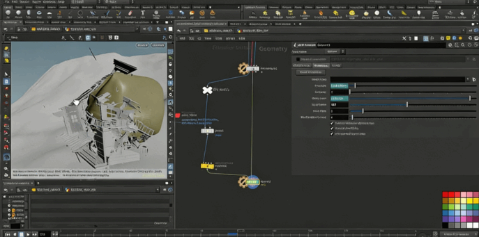 Houdini巨石滚动建筑损坏视觉特效制作视频教程(图5)