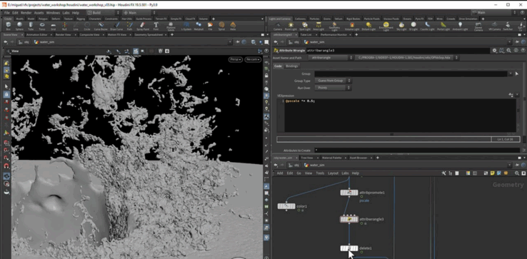 Houdini大型水模拟渲染视觉特效镜头制作视频教程 (图4)