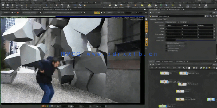 Houdini墙壁粉碎落石逼真特效制作视频教程(图2)