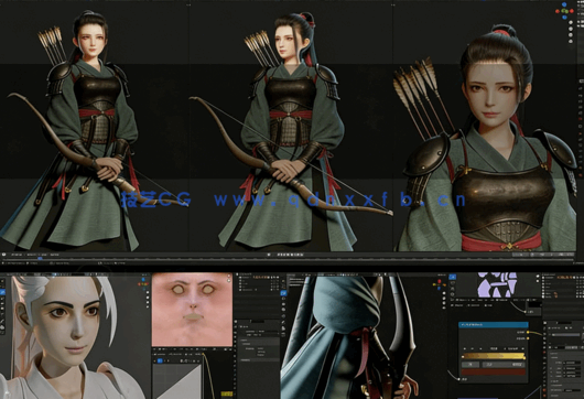 Blender女弓箭手角色模型完整制作流程视频教程(图5)