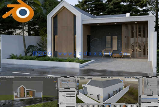 Blender独立住宅从建模到最终渲染工作流程视频教程(图6)