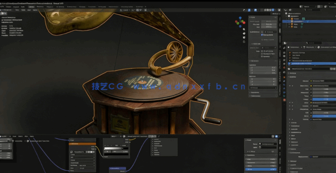 Blender与UE5老式复古留声机3A级游戏模型资产完整制作流程视频教程(图4)