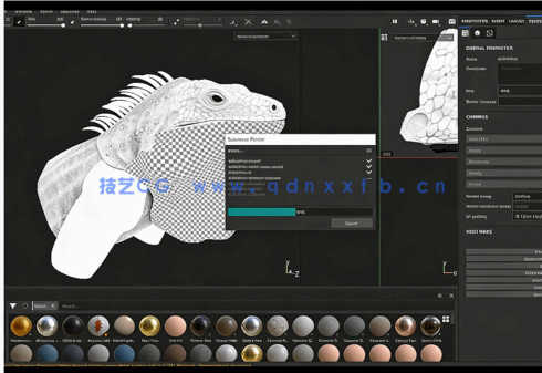 【中文字幕】Substance Painter蜥蜴纹理贴图完整制作工作流视频教程(图4)