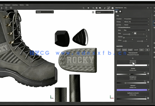 Substance Painter逼真Dior包包战术靴海军纹理制作视频教程(图6)