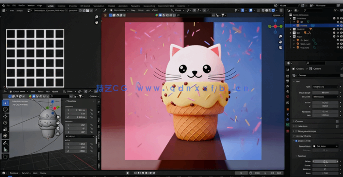 Blender卡哇伊风格外星人玻璃折射材质制作视频教程(图4)