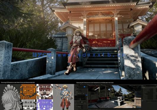 Blender与UE5制作日式神社三渲二角色场景动画视频教程 (图5)