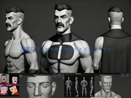 Blender《无敌少侠》中全能人角色雕刻手办制作视频(图4)