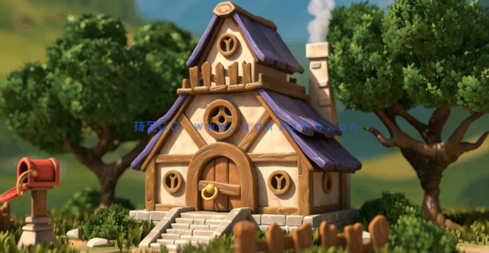 Blender手绘卡通风格小屋制作流程视频教程(图4)