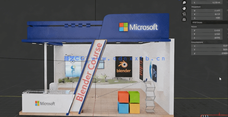 Blender与PS展会摊位设计完整流程视频教程(图3)
