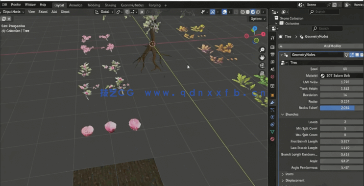 Blender几何节点逼真植物程序化建模制作视频教程(图5)