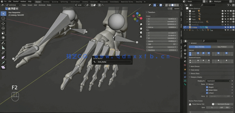 Blender中Rigify插件骨骼绑定动画制作视频教程(图4)