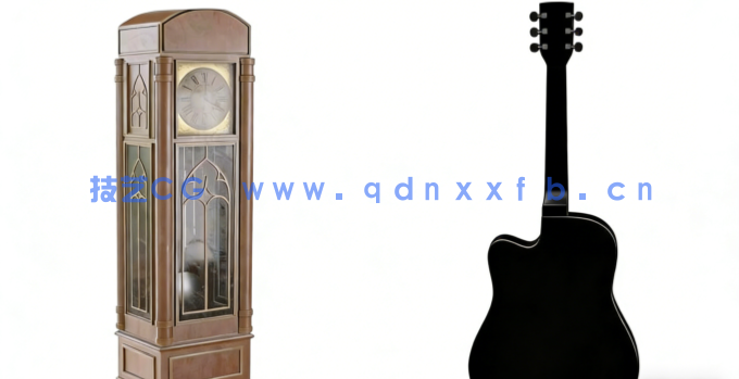 Blender留声机掌机落地钟吉他实例制作视频教程(图3)