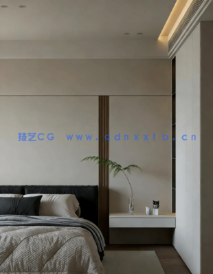 现代卧室/灯光参数齐全(图2)