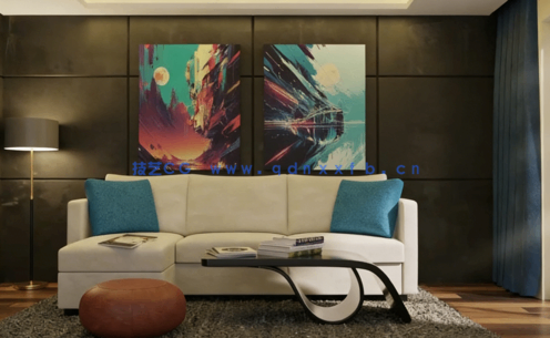 Blender室内客厅建模渲染完整技术训练视频教程(图1)