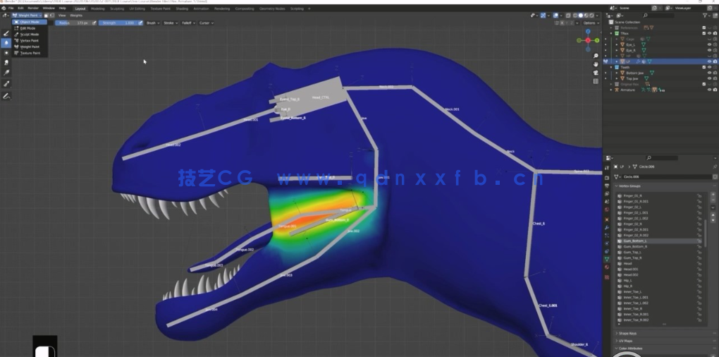 Blender 3.0+暴龙从建模到贴图完整实例制作视频教程(图5)