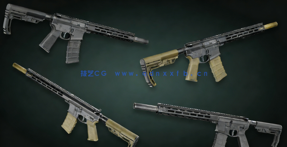 Blender游戏武器AR-15机枪完整制作流程视频教程 (图2)