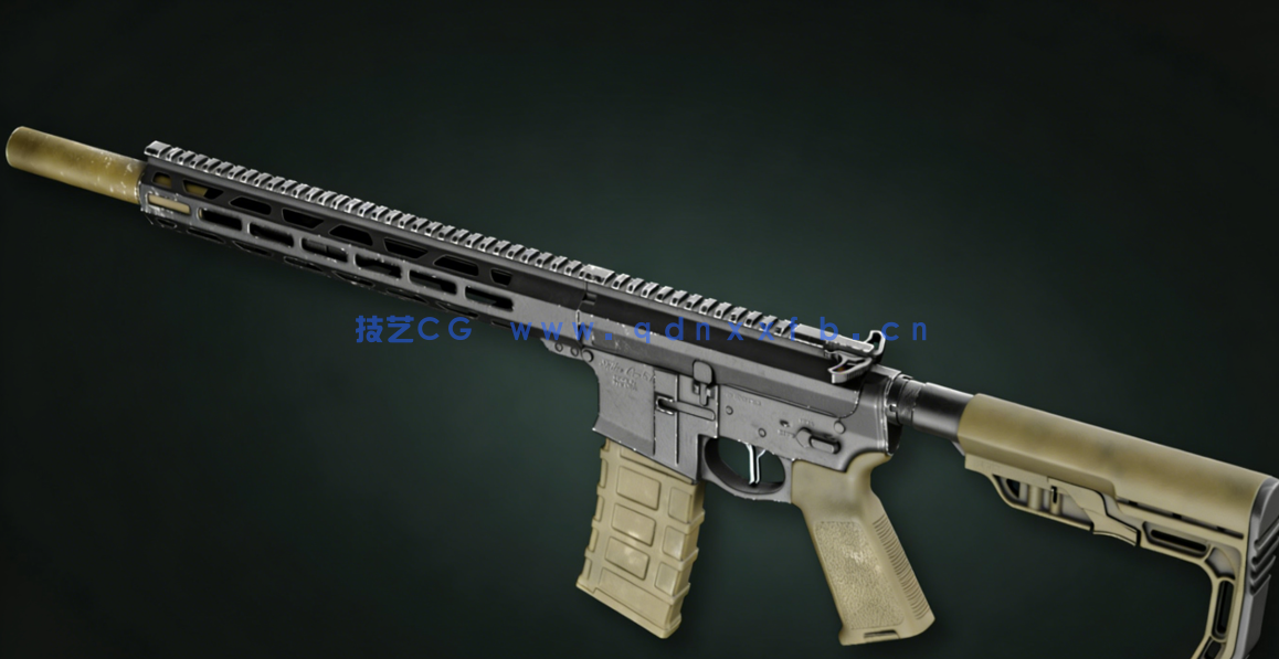 Blender游戏武器AR-15机枪完整制作流程视频教程 (图3)