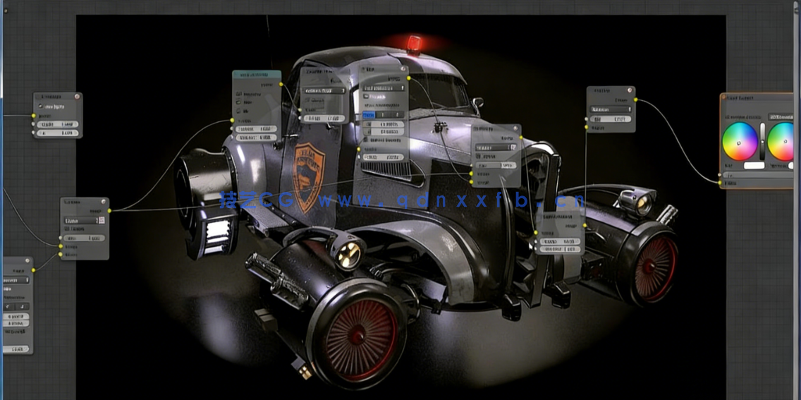 Blender复古未来派汽车建模与渲染制作视频教程(图5)