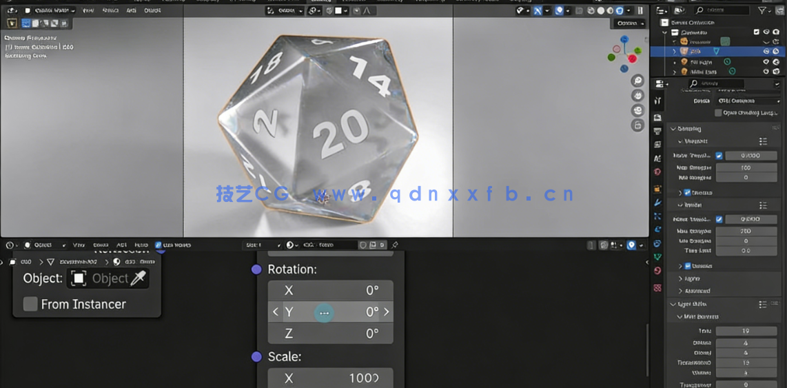 Blender鲜艳颜色20面塑料树脂材质骰子实例制作视频教程(图4)