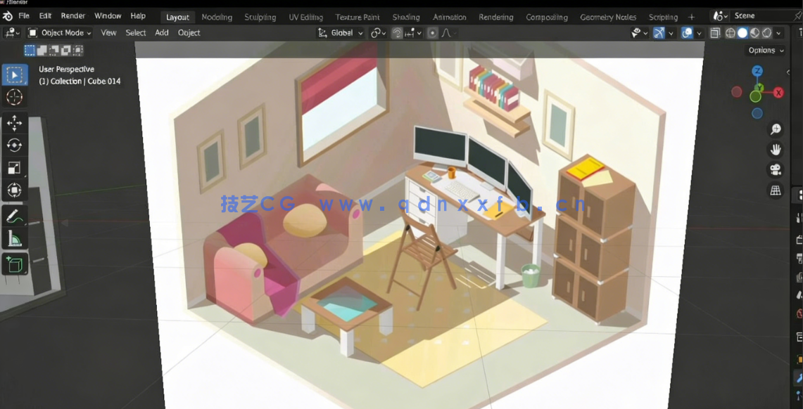 Blender卧室房间室内多功能空间设计视频教程(图4)