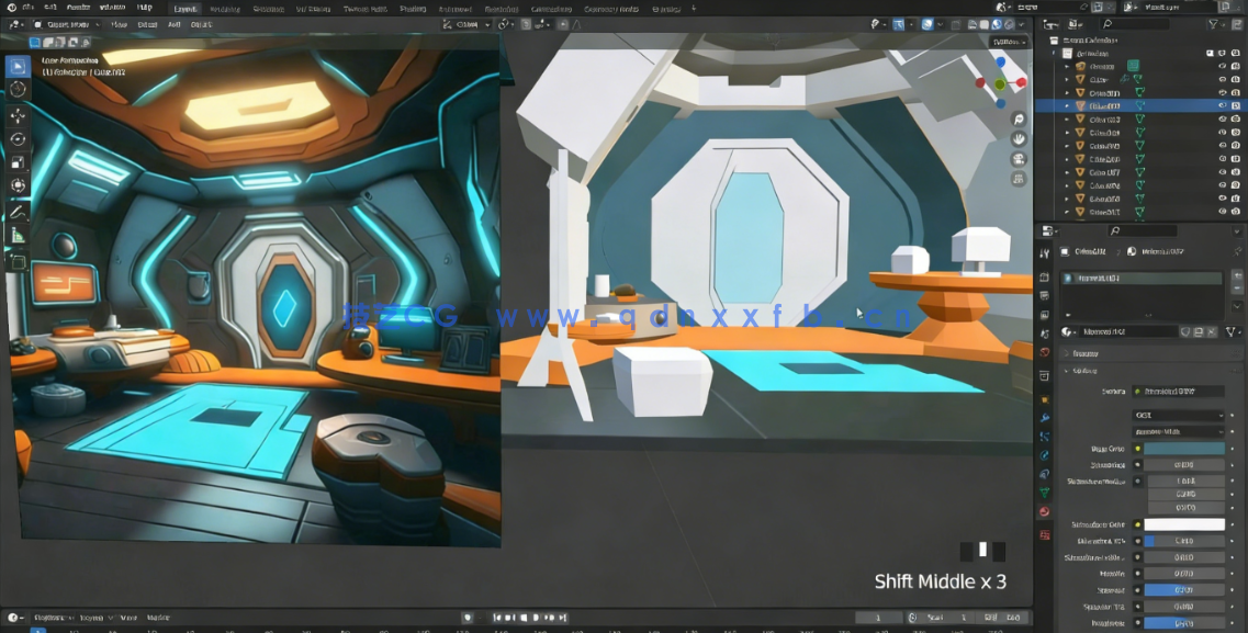 Blender未来科幻房间环境场景制作视频教程(图6)