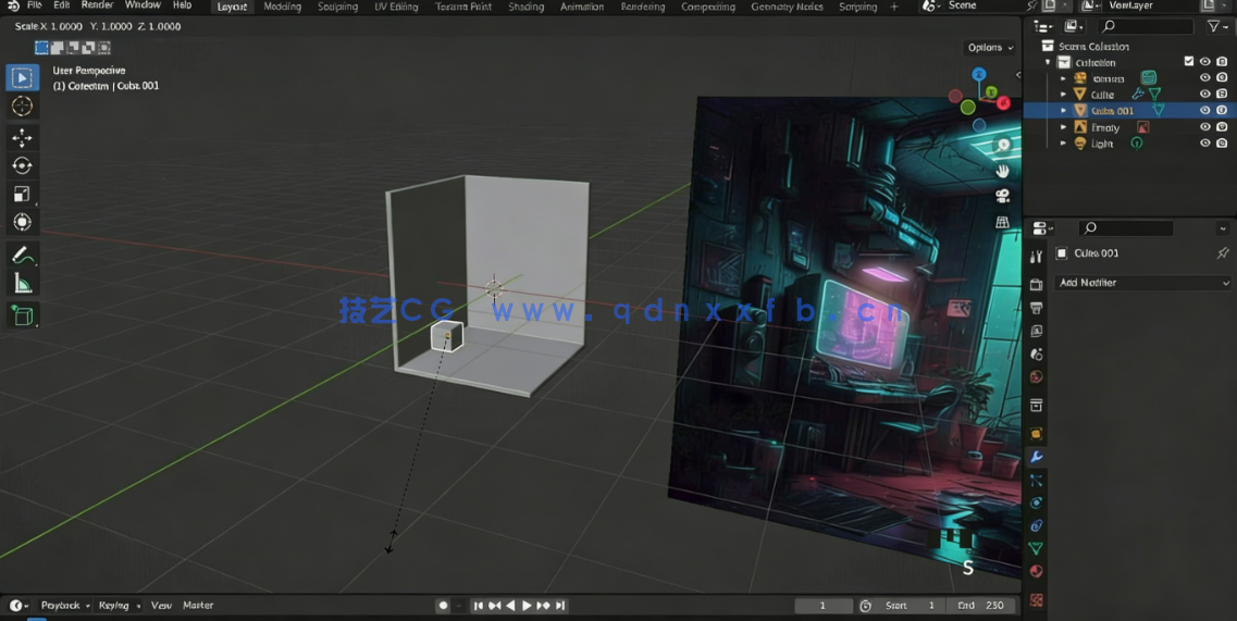 Blender赛博朋克主题房间建模制作视频教程(图2)