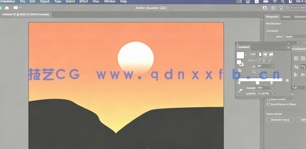 【中文字幕】AI初学者日落风景矢量插图绘制视频教程(图2)