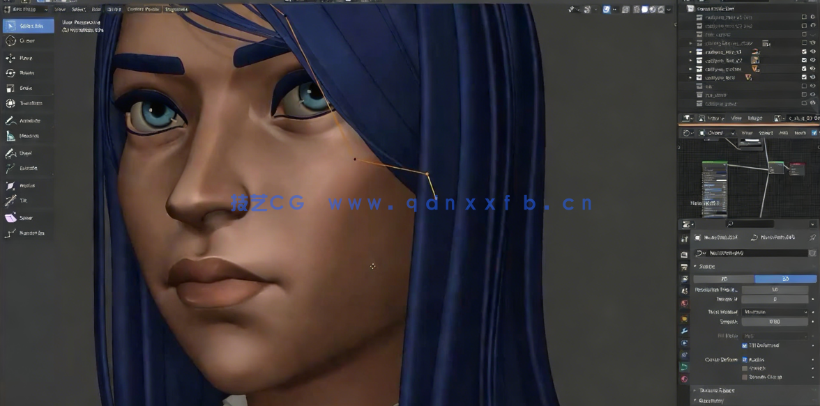 Blender英雄联盟游戏角色皮城女警Caitlyn凯特琳制作视频课程(图4)