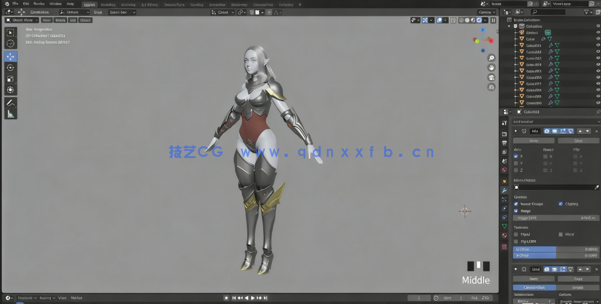 Blender女骑士游戏角色完整制作工作流程视频教程(图5)