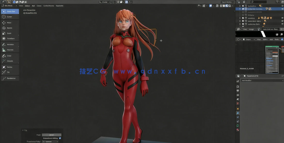  Blender福音战士动漫角色明日香Asuka制作视频课程 (图4)