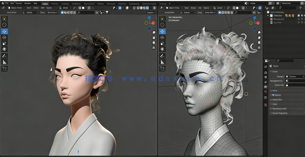 Blender超逼真半身女孩角色肖像完整实例制作视频教程(图4)