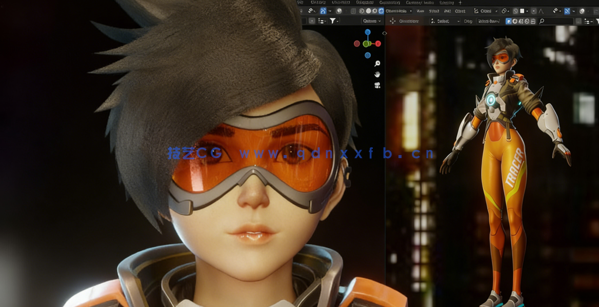 Blender守望先锋游戏角色猎空完整实例制作视频课程 (图4)
