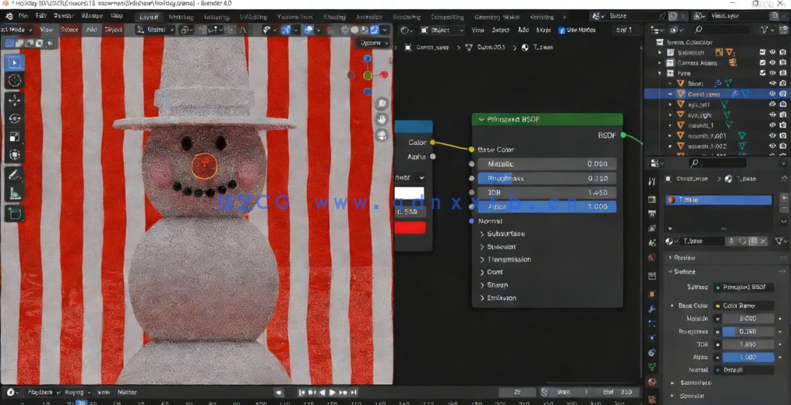 Blender逼真雪人假日玻璃球实例制作视频教程(图4)