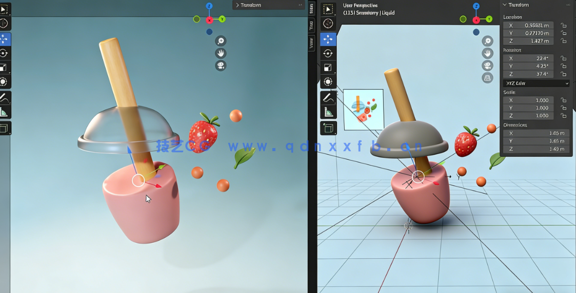 Blender食物和饮料实例制作工作流程视频教程(图6)